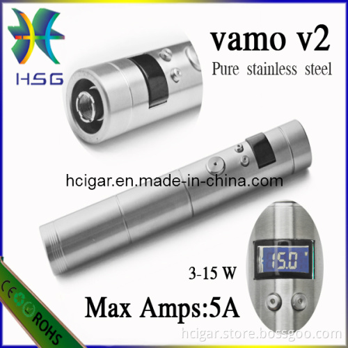Chrome/Black Chrome/Stainless E-Cigarette Vamo V2 Mod with 18350/18650 Battery